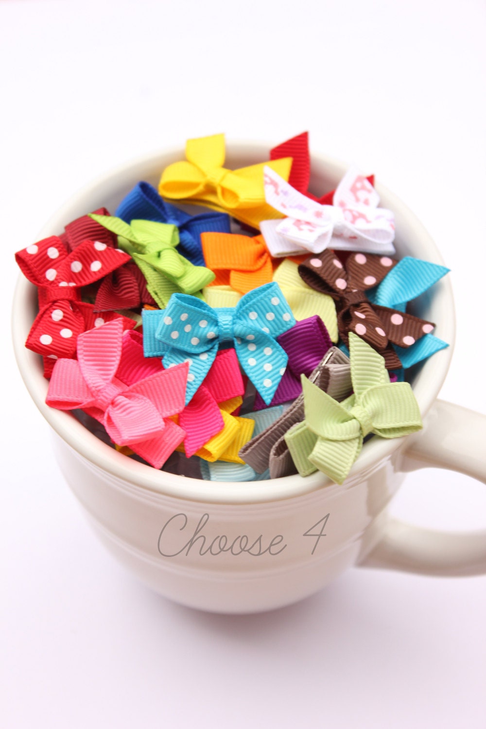 Infant Bow, Infant Hair Bow, Infant Hair Clip, No Slip - Set of 4