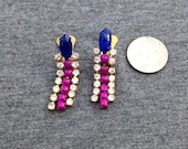 Neon Purple Vintage Rhinestone Earrings