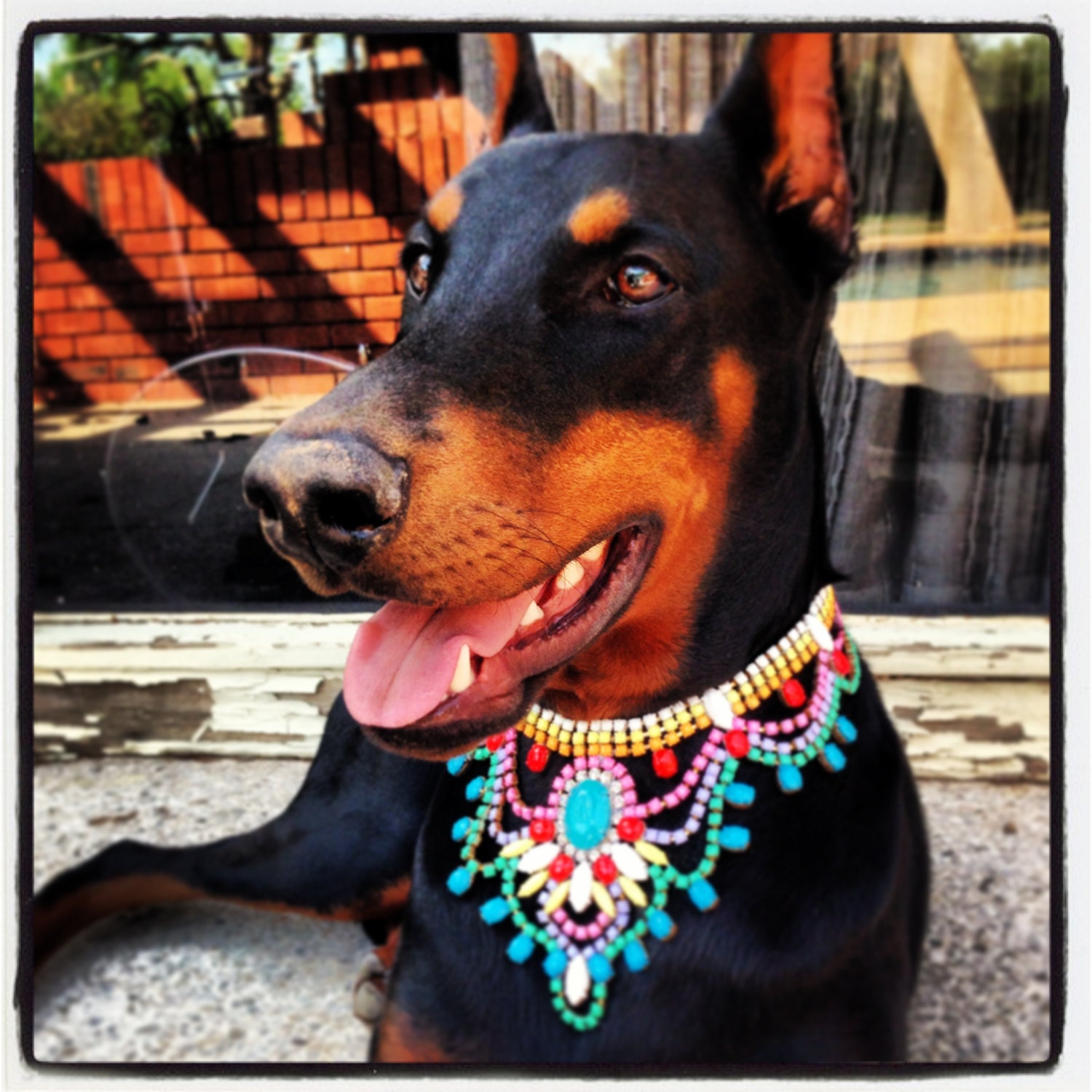 CUSTOM Pastel Neon Bib Hand Painted Rhinestone Statement Necklace
