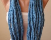 Blue Chain Infinity Scarf  - Crochet Scarf