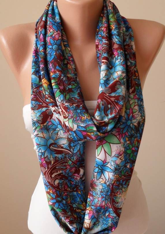 Mother's Day - Multicolor Infinity Scarf - Jersey Fabric