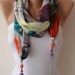 Jewelry Scarf - Colorful Chiffon Fabric with Beads and Chain