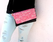 Foldover pink lace clutch bag, pink lace handbag  - Sweet Garden