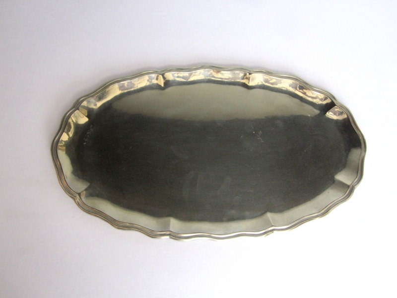 Vintage Oval Plata Alemana Tray Hand Made in Chile
