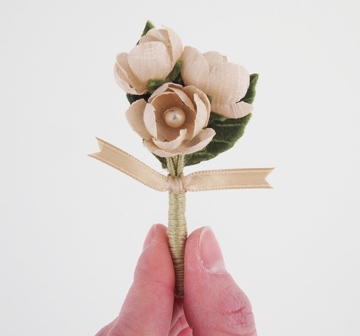 Handmade Silk Flower Wedding Boutonniere - Keepsake for Groom or Groomsmen - Buttonhole, Lapel Pin - The Jasper