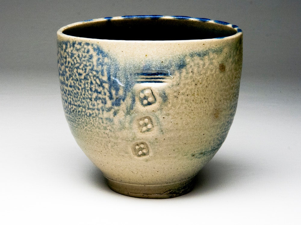 YUNOMI TEA BOWL Soda Fired Ceramic Cup Handmade Blue Green Brown Peach Whiskey Cup