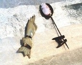 Vintage Victorian Cameo Stickpin Pink Lady Cameo Stickpin Carved MOP Pointing Finger Pin is SOLD Cameo Still Available