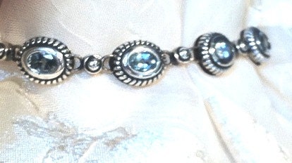 Glowing Aquamarine Bracelet in Sterling Silver REDUCED Handmade Jewelry