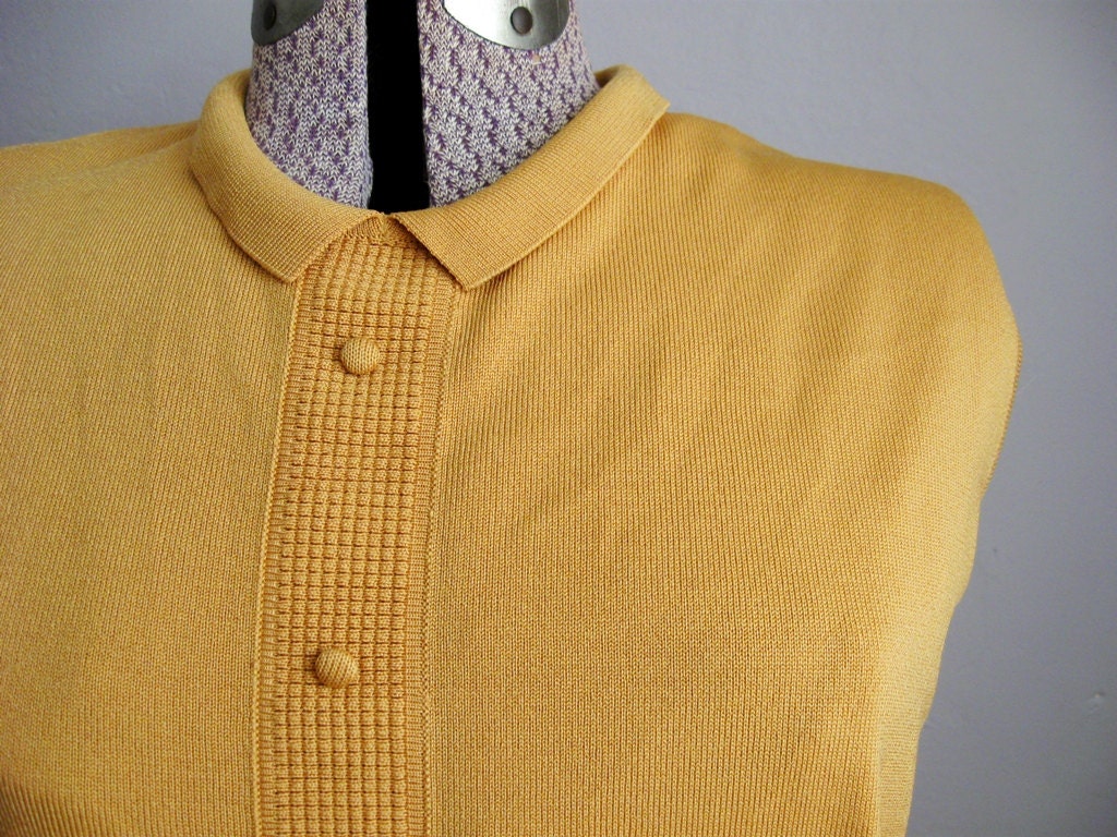 1960s Sleeveless Top Mustard Vintage 60s Sweater