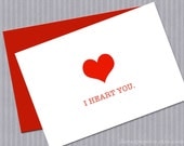I Heart You Card - I Love You Card - Love Card, Greeting Card, Heart, Red, Friendship, Sister - 4.5" x 6.25"