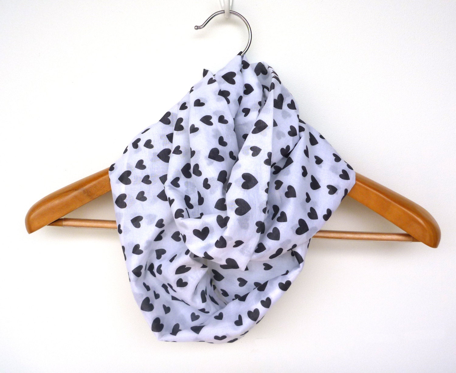 Infinity Scarf - Black and White Hearts