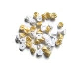 40 satin ribbon roses appliques embellishments, white and cream..