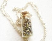 French dried lavender in a tiny bottle necklace