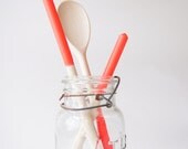 Wooden Spoons Set of 3: Bright Crab Orange