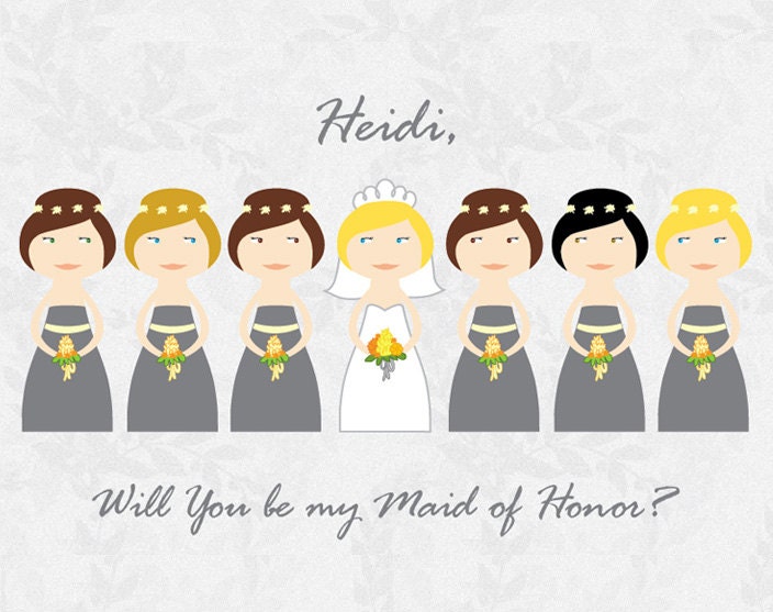 Custom and personalized Bridesmaid Card , Will You Be My Bridesmaid cards, Matron of Honor, Maid of Honor,  - DIY - Printable, Free shipping