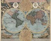 Antique Map of the World (c1716) by Johann Baptist Homann - 19"x21.9" - Archival Print