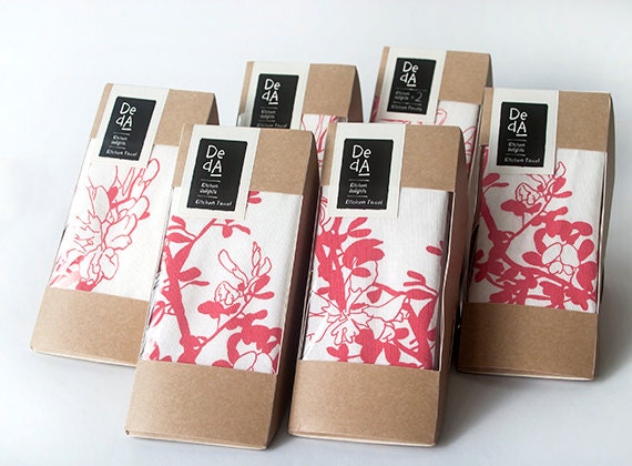 Natural Kitchen Tea Towel - Pink Blossom