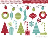 INSTANT DOWNLOAD - Retro Christmas Clip Art Set - Personal and Commercial Use Clipart - No Credit Required Il_170x135