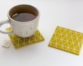 Gold Wool Felt Coasters - White Triangle Pattern - Set of four