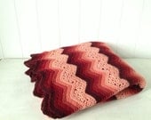 cozy it up...vintage chevron ombre peach cobbler afghan GRANNY CHIC