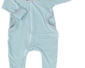 Japanese 2-Way Zip Grow Suit w/ Asanoha Print - Diamond Blue