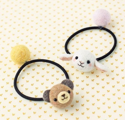 Japanese Wool Needle Felting Craft Kit -Teddy Bear and Bunny Hair/Hand Band