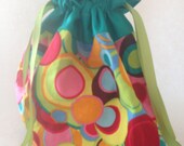 Drawstring Project bag  - Mod circles/ pink interior