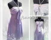 Customized lilac satin and chiffon crystal short prom dress, evening gown , bridesmaid dress ,party dress