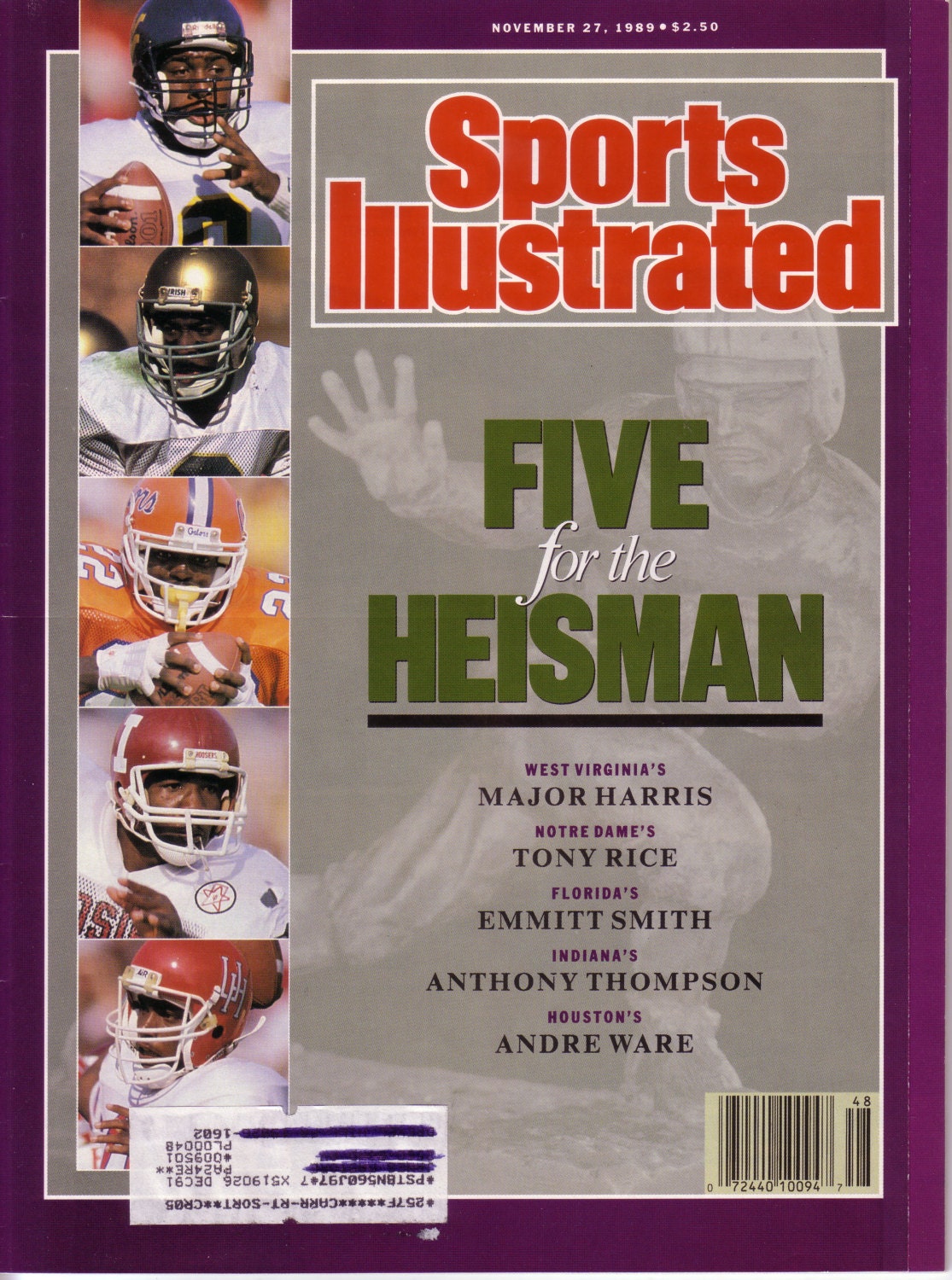 Sports Illustrated 11/27/89 Emmitt Smith Florida Gators On The Cover