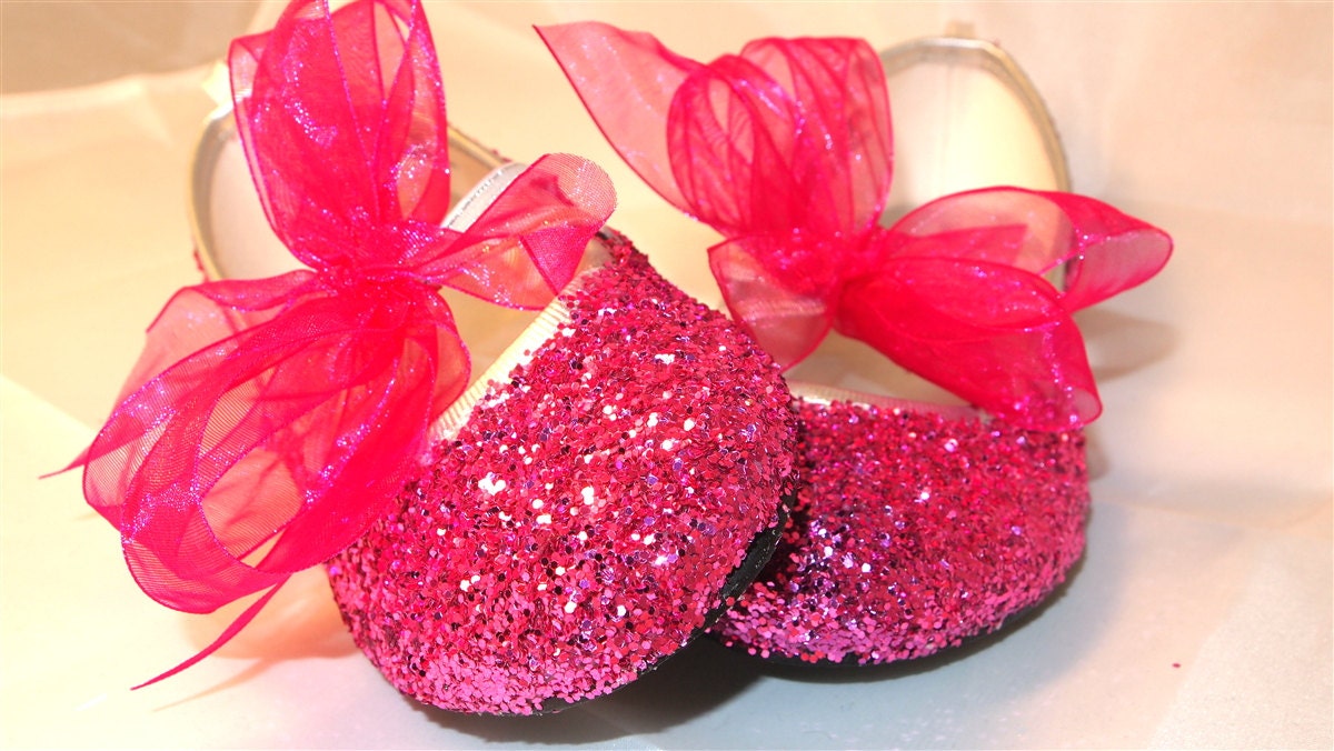 Pink Glitter Shoes for Flower Girls