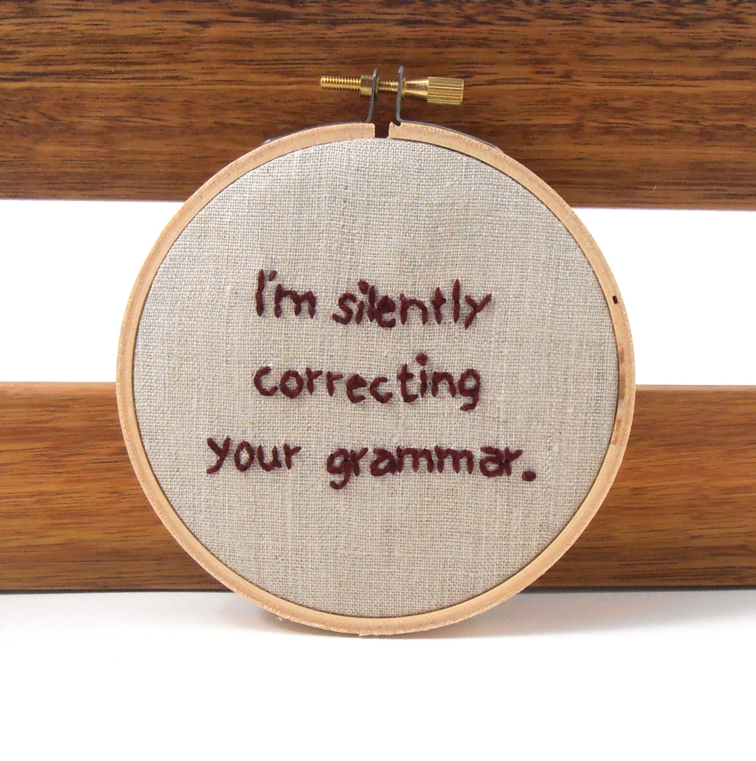 Grammar Police Funny Embroidery Hoop Art