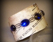 ON SALE Upcycled Recycled Retro Vintage Vinyl Record Blue Eco Friendly Cuff Bracelet