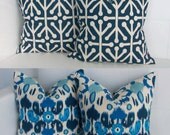 Navy and Blue Throw Pillow Cover Set of 4 - 16x16