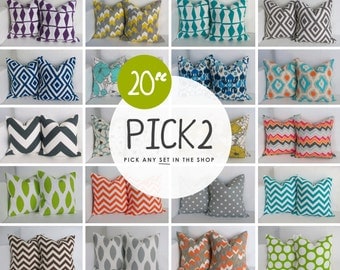 20x20 or 22x22 Pillow Set - Pick You Set of Decorative Pillow Covers for 20x20 or 22x22 Throw Pillows