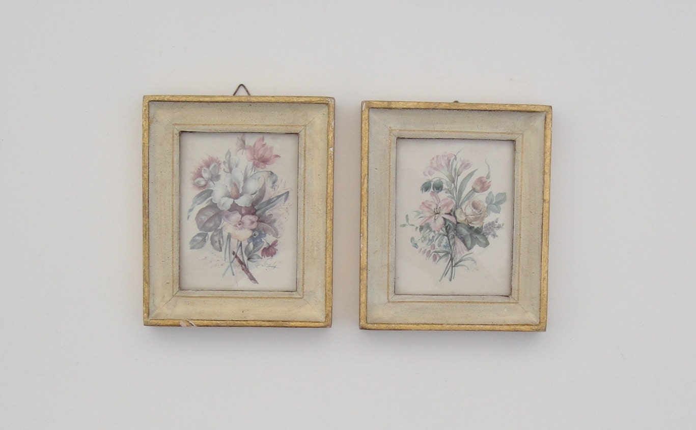 Made In Italy Set of Framed Silk Prints , Floral Art ,Florence Italy Wall Hanging