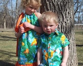 Brother sister matching outfit - summer frogs