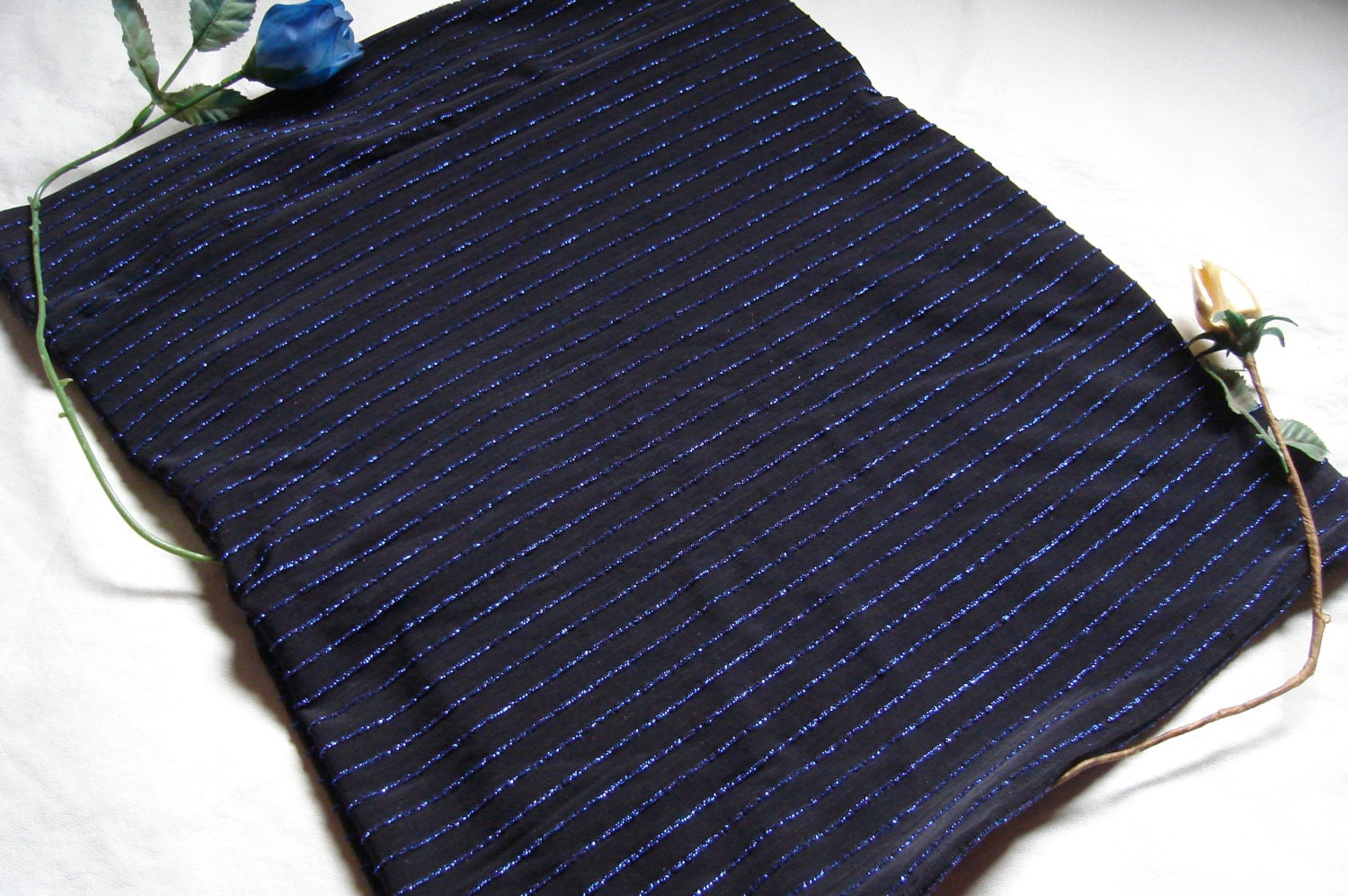 Navy Blue Striped Pencil Skirt
