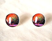Bird Post Earrings - hipster jewelry post earrings little white birdy animal miccosukee grasslands nature landscape photo handmade