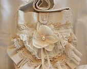 Whimsical Shabby Chic French Market Tote CrossBody Handbag 1866