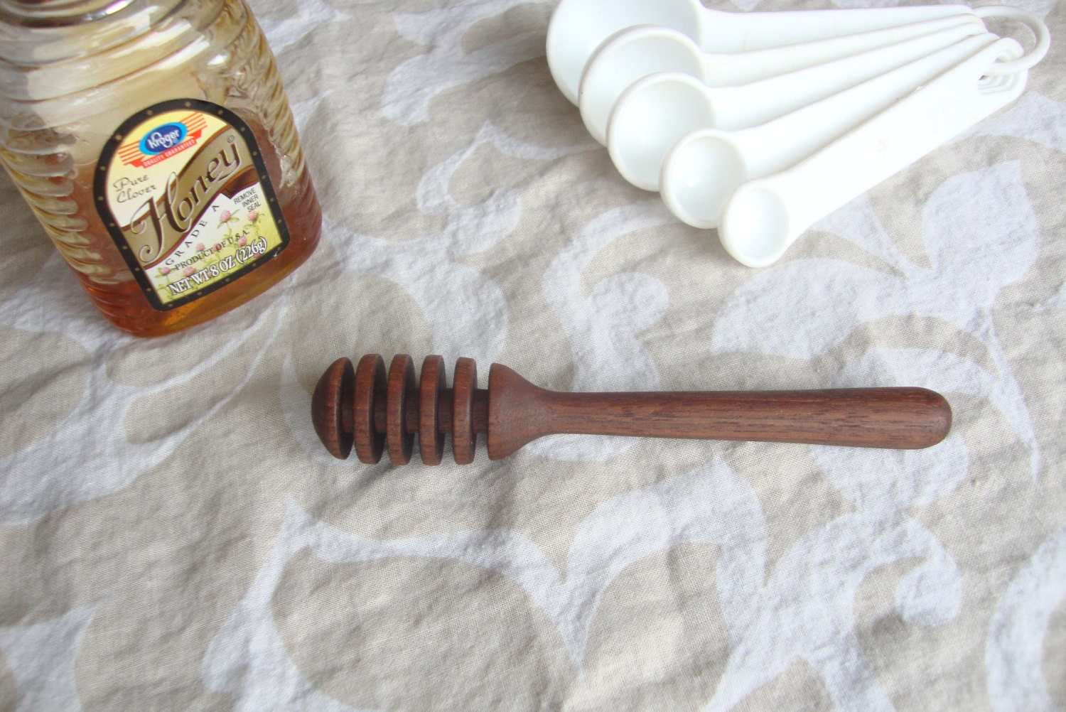 Mini black walnut honey dipper, 5 inches long