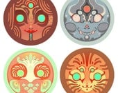 Daruma Sticker OR Button Set - by Shy