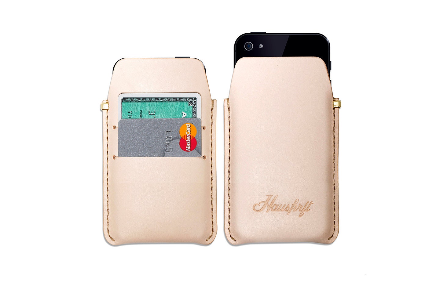 The Four - Nude - Vegetable Tanned Leather  iPhone 4 Sleeve Card Carrier