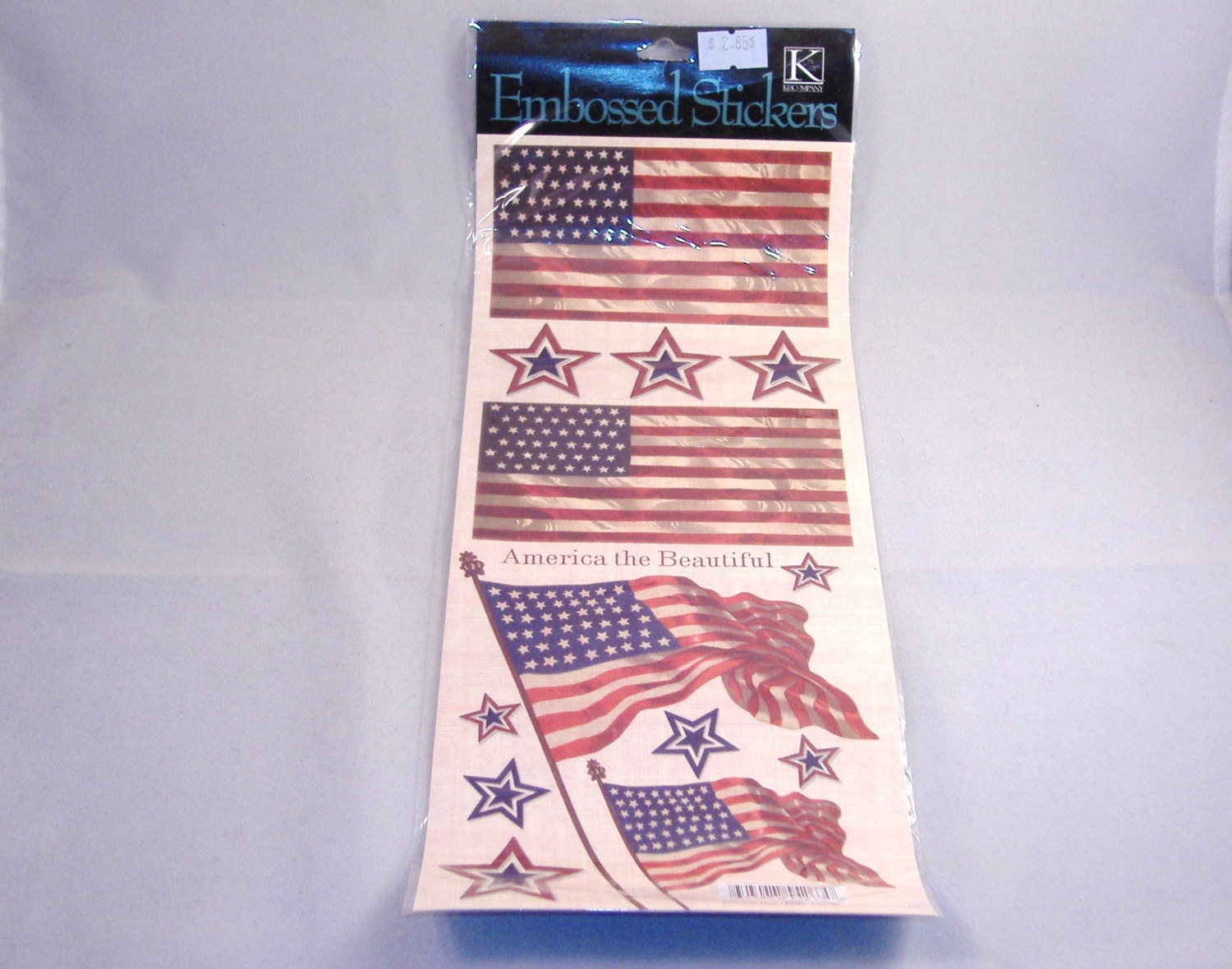 Embossed Stickers - American Flags, Patriotic, America The Beautiful - Brand New