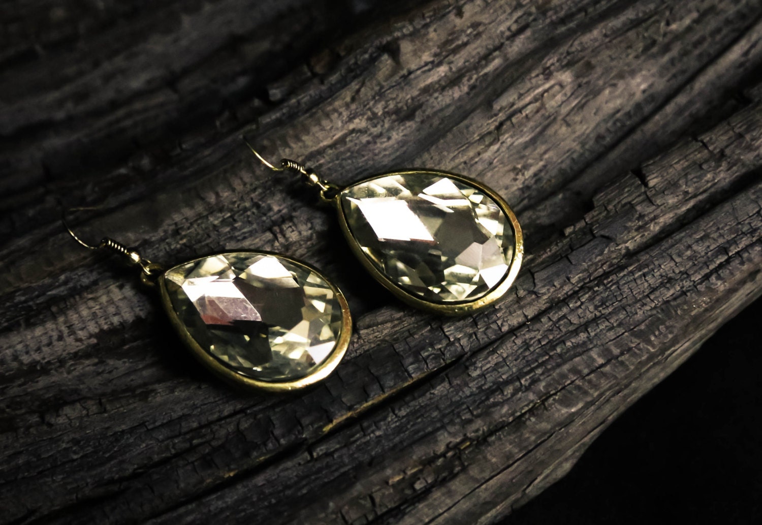 Aztec queen brass spiked chandelier earrings