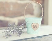Featured on Emmaline Bride- Shabby Flower Girl Pail with Monogram by PNZ Designs