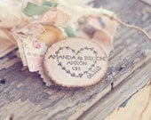 Featured on Heart Love Weddings- Set of 50 Rustic Wood Slice Save the Date Magnets with Heart by PNZ designs