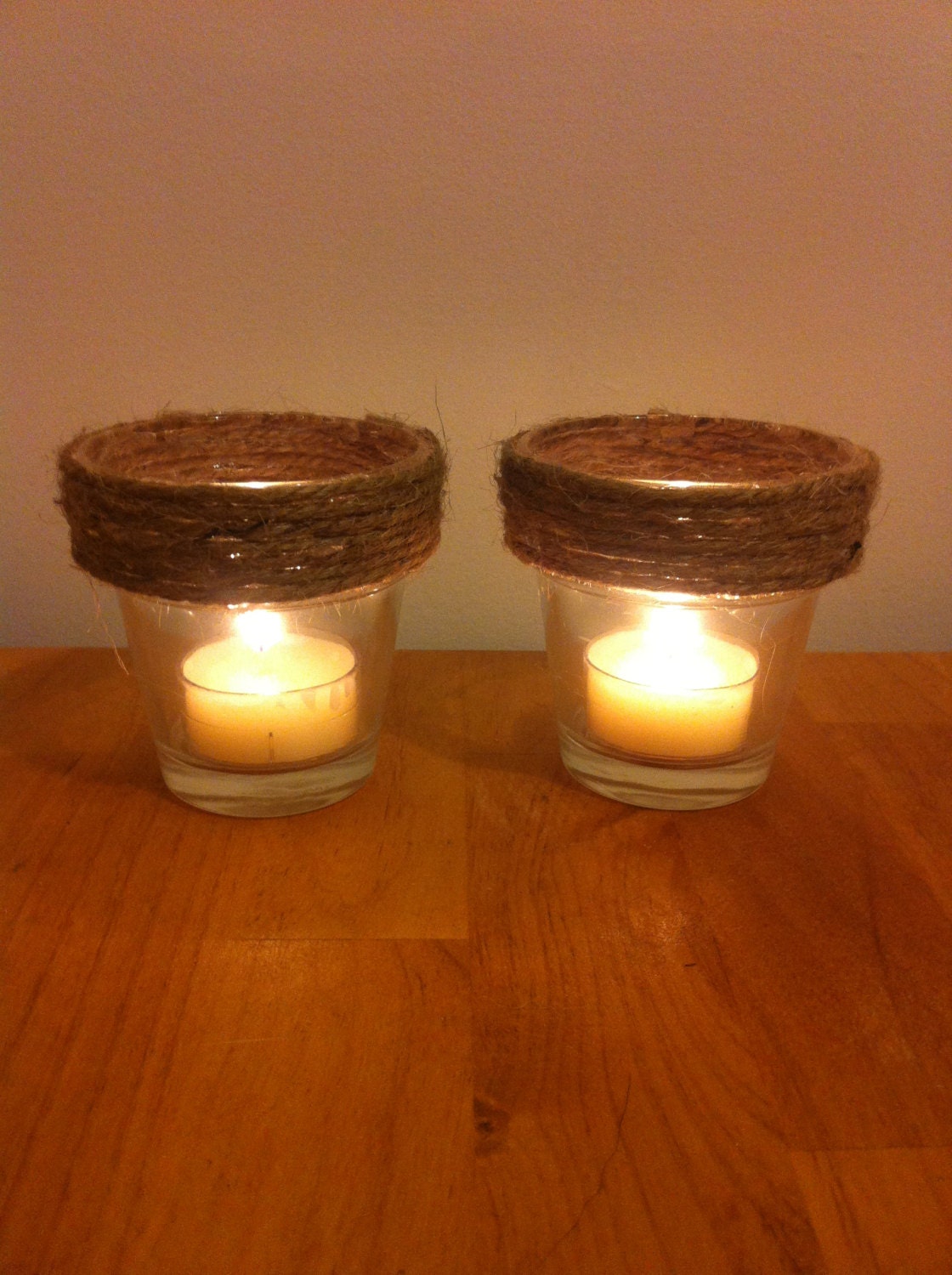 Rustic Glass  and Twine Candle  Holder - shelbyEyork