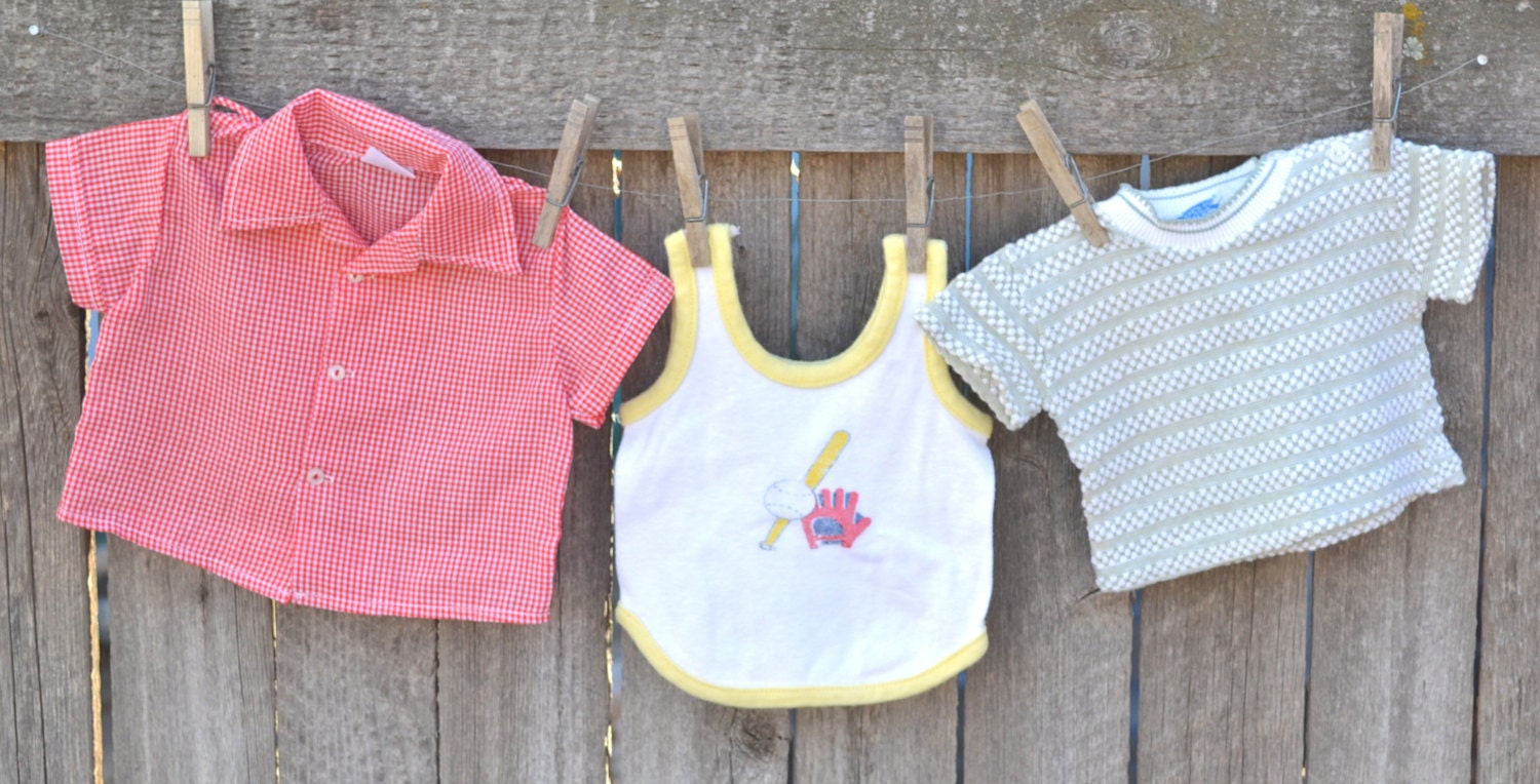 Vintage Baby Shirt  Boy Lot Size Newborn To 6 Months SALE