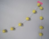 Yellow Felt Ball Garland "Sunny Days" - 30 felt balls, 2 metres