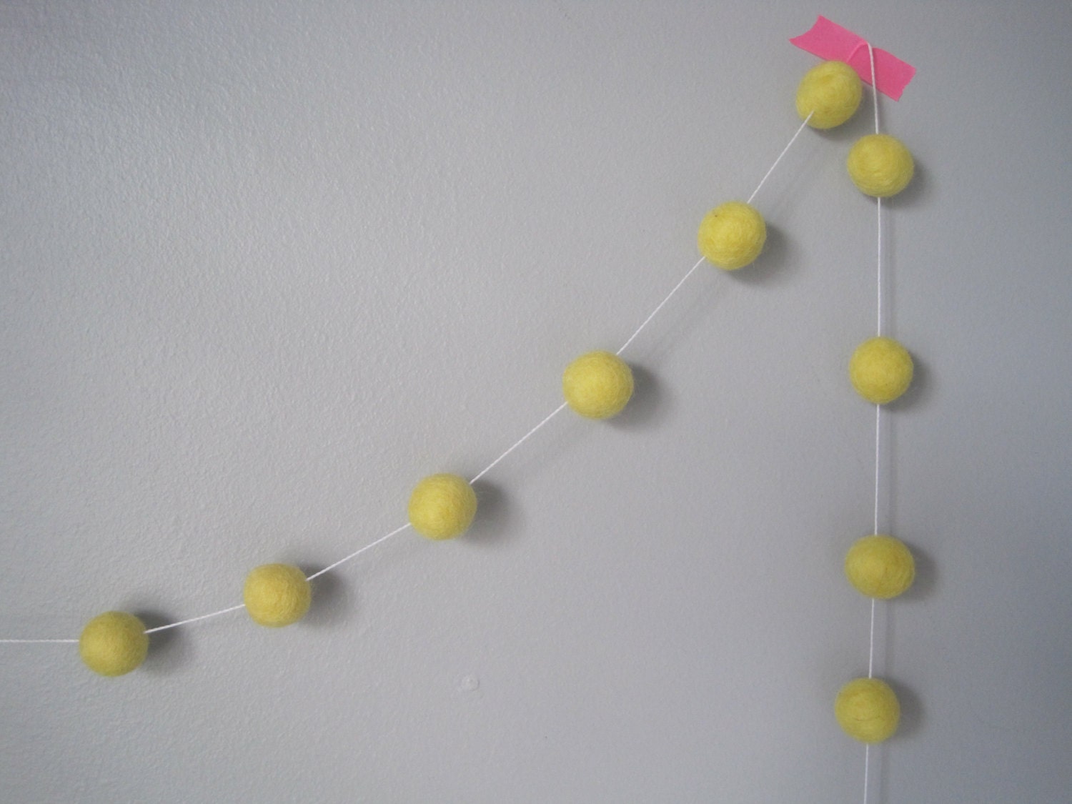 Yellow Felt Ball Garland "Sunny Days" - 30 felt balls, 2 metres
